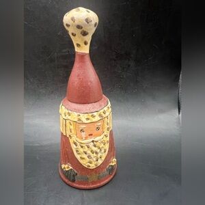 Handcrafted Santa Bell Figurine - Red and Gold